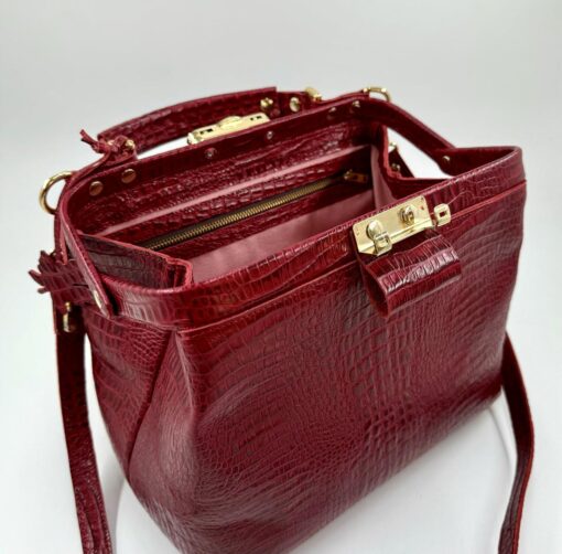 Leren tas Crossbody - Red Croco